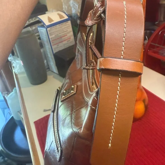 Dooney & Bourke Croc-Embossed Brown Shoulder Bag - Picture 10 of 16